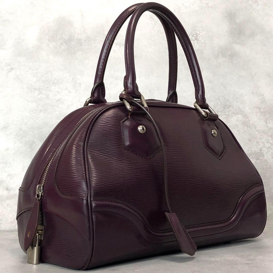 ルイヴィトン LOUIS VUITTON エピ パープル カシス レザー ボーリング 